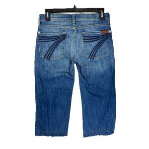 7 For All Mankind Crop Dojo Jeans Size 27 Wide Leg Low Rise Embroidered Pocket